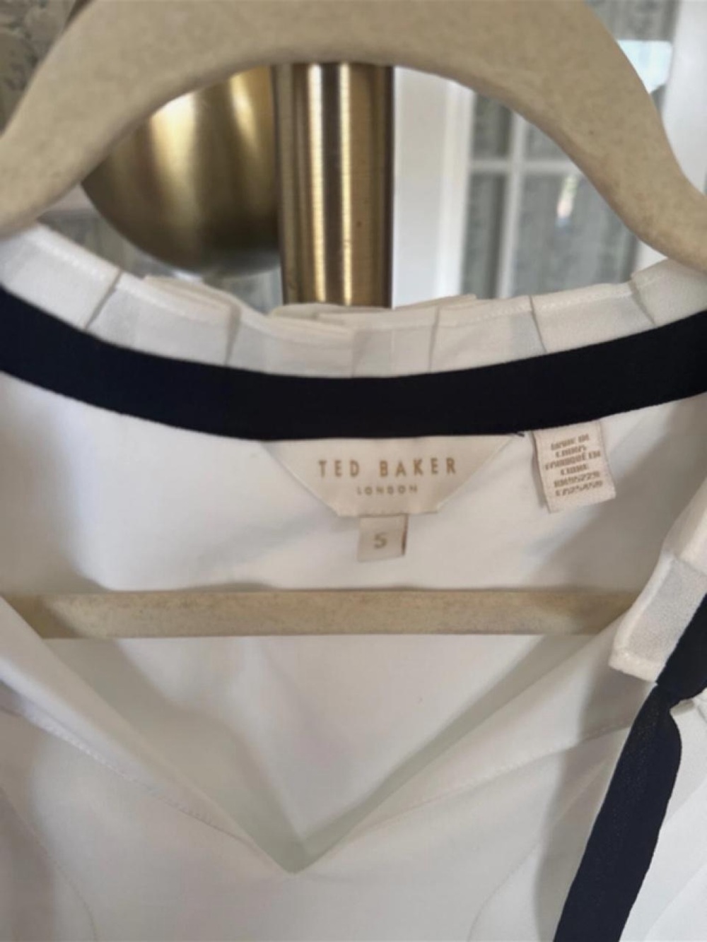 Ted Baker London Black & White Zazu Pleated Midi Dress with Bow Neck - Picture 5 of 16